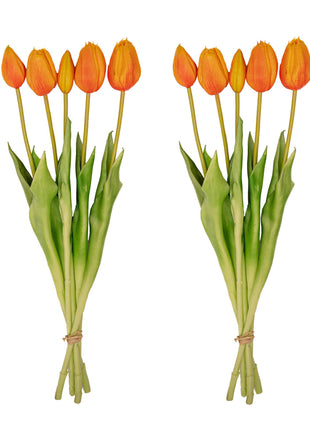 Tulpen boeket Oranje - 10 stuks - 'Real Touch' Kunst tulpen - 42 cm