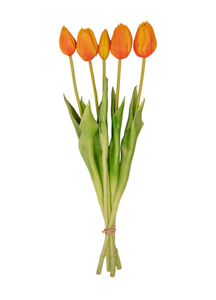 Tulpen boeket Oranje - 5 stuks - 'Real Touch' Kunst tulpen - 42 cm