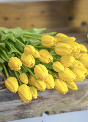 Tulpen boeket Geel - 10 stuks - 'Real Touch' Kunst tulpen - 42 cm (yellow)