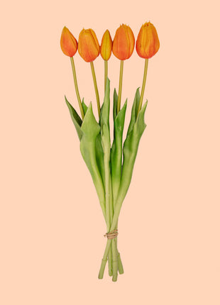 Tulpen boeket Oranje - 10 stuks - 'Real Touch' Kunst tulpen - 42 cm