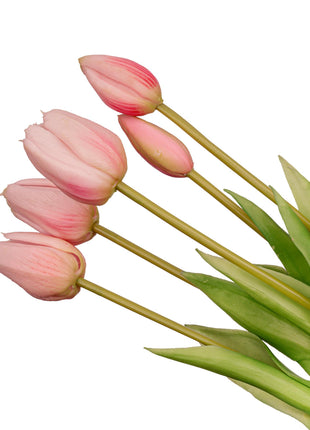 Tulpen boeket Roze - 10 stuks - 'Real Touch' Kunst tulpen - 42 cm (Pink)