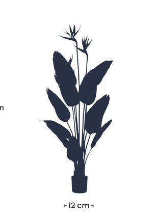 Strelitzia met bloemen - 120cm - In zwarte pot - Kunstplant