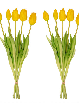Tulpen boeket Geel - 10 stuks - 'Real Touch' Kunst tulpen - 42 cm (yellow)