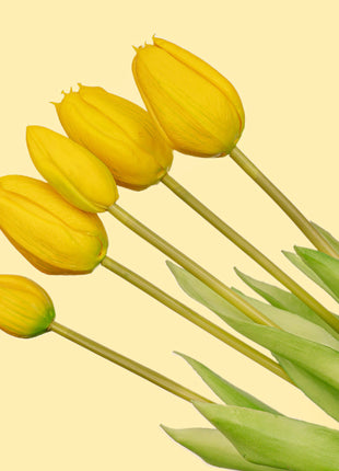 Tulpen boeket Geel - 10 stuks - 'Real Touch' Kunst tulpen - 42 cm (yellow)