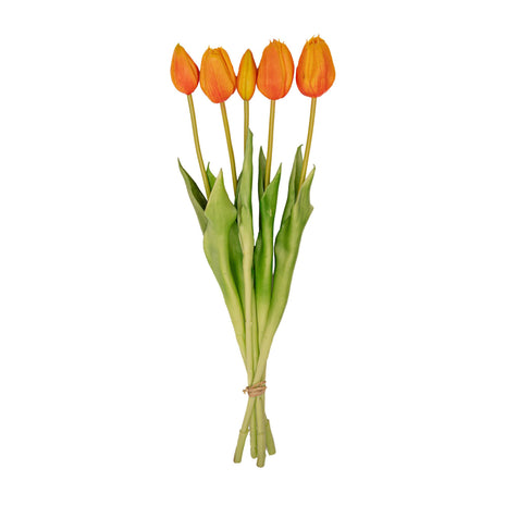 Tulpen boeket Oranje - 5 stuks - 'Real Touch' Kunst tulpen - 42 cm